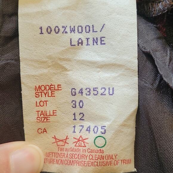 Vintage Conrad C Wool Plaid Midi Skirt Lined Modest Fit Size 12 USA Made - Picture 2 of 11